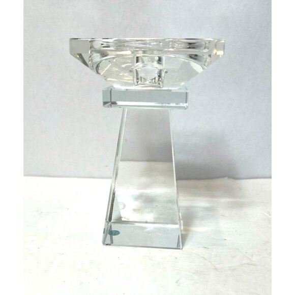 Crystal Glass Taper Candle Holder Elegant Pyramid Design Wedding Romance Dinner - Picture 4 of 7